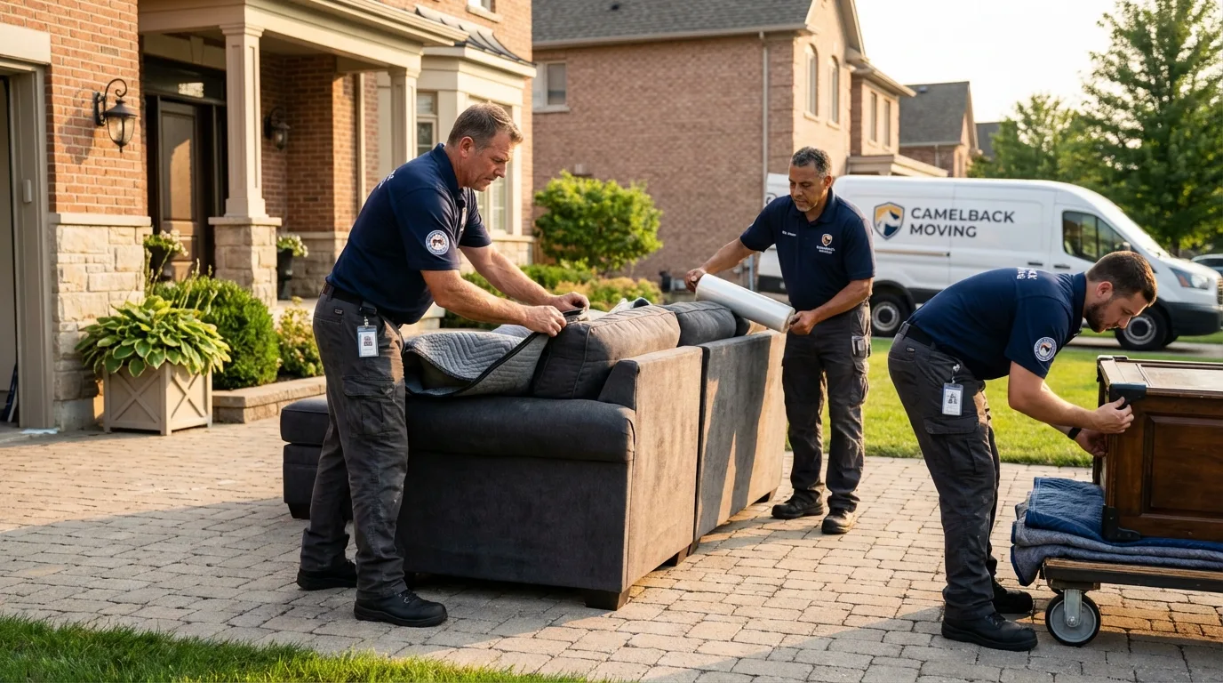 Large estate moving crew wrapping furniture in Earlington, KY